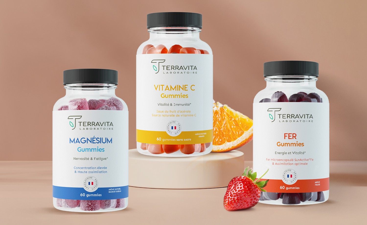 Trio Gummies Terravita Fer, vitamine C Acérola et Magnésium